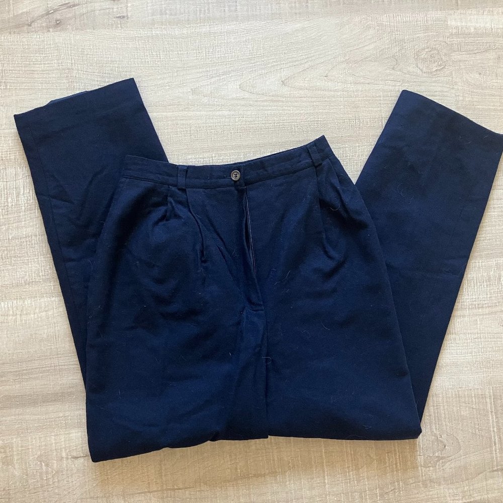 High Rise Blue Wool Slacks